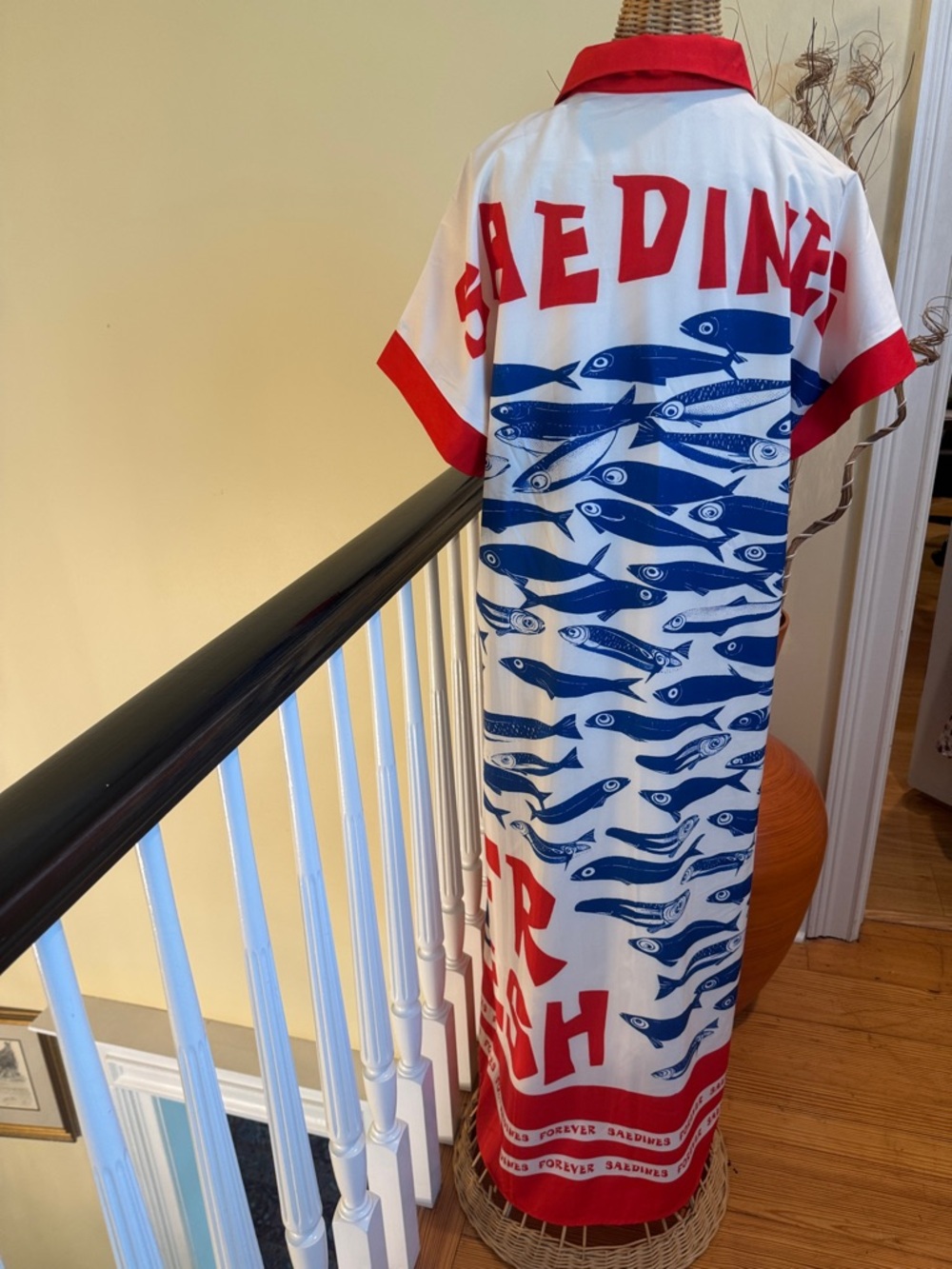 Fresh Sardines NWOT white and red dress with blue sardines - Picture 4 of 10